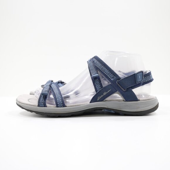 Eddie Bauer Esker Blue Faux Leather Lightweight Adjustable Sandals - Women's 8 - Picture 1 of 7